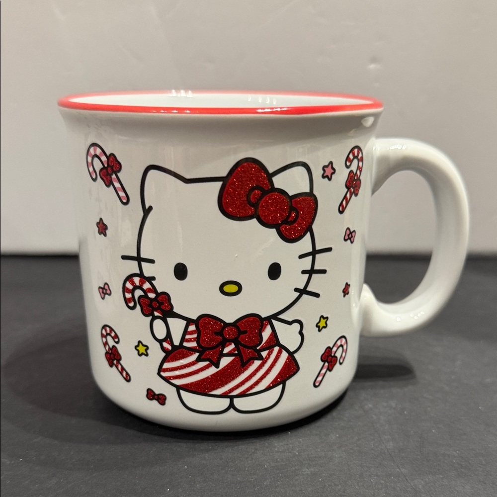 Hello Kitty Mug Red and White Christmas candy cane price is for ONE each NEW